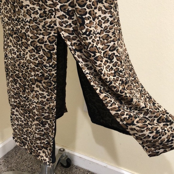 Vintage 90s CDC Petites Midi Dress Size 8 Tan Leopard Print - Picture 4 of 9